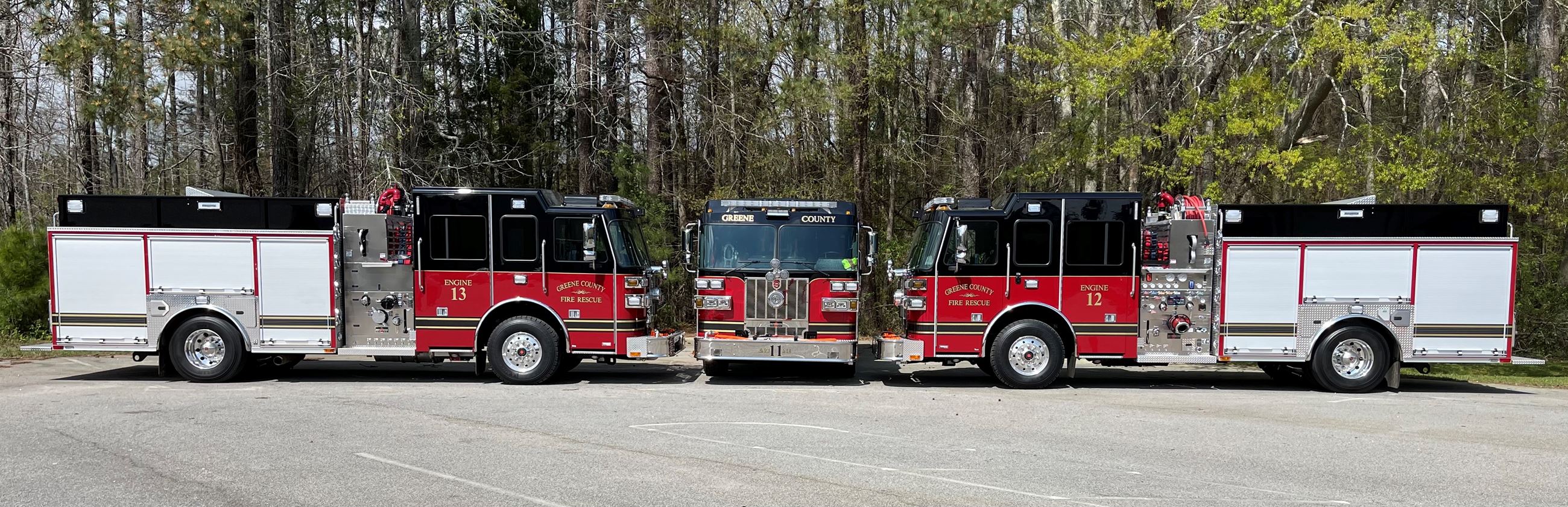 Three fire trucks