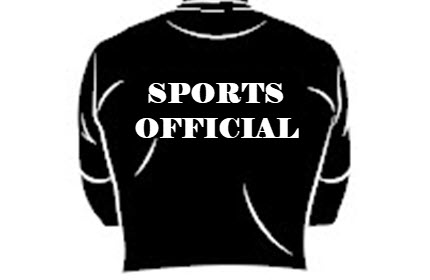 Black silhouette of man's back with the words Sports Official
