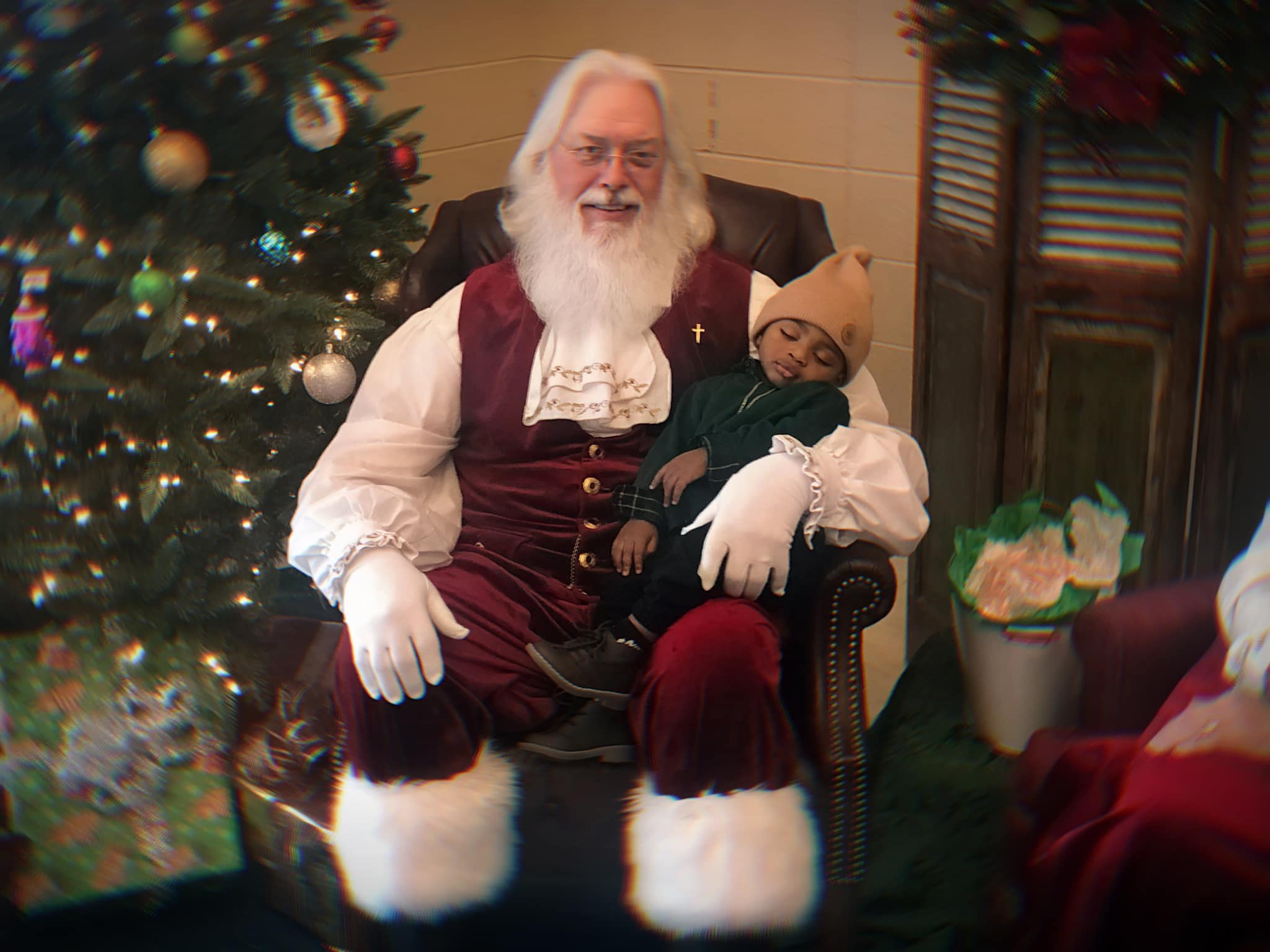 Santa Claus with a baby boy. 