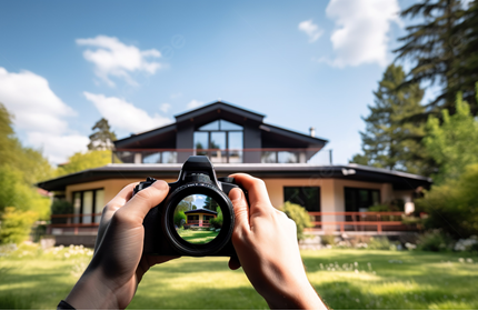 View of a house through a camera lens