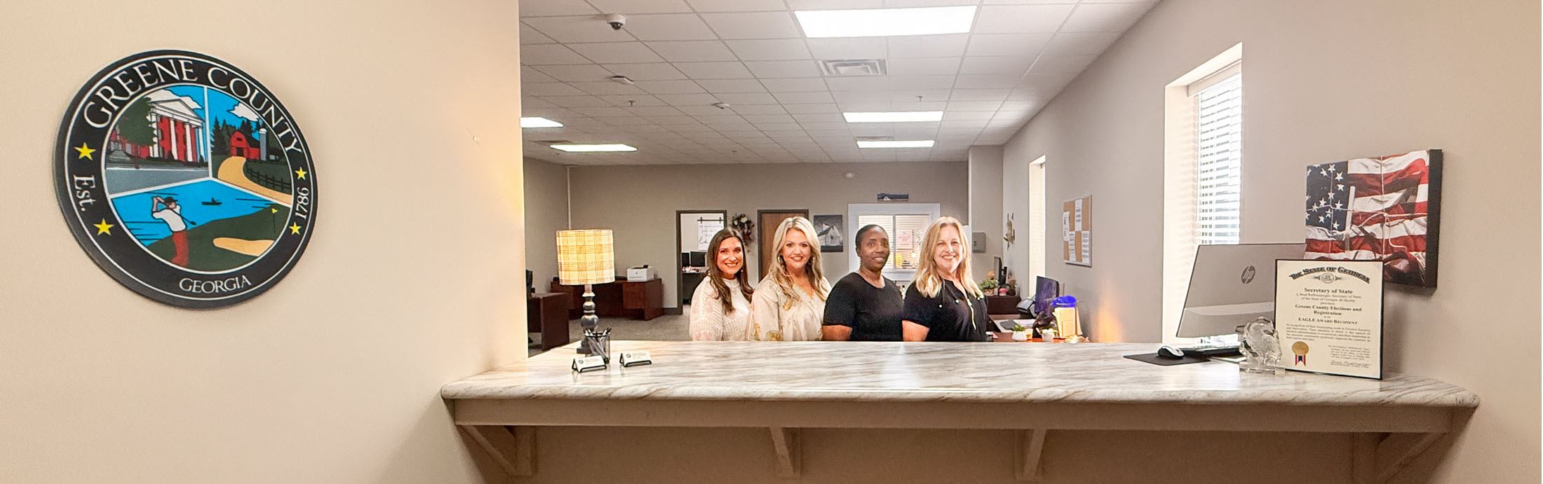 Elections Office Entrance with Staff